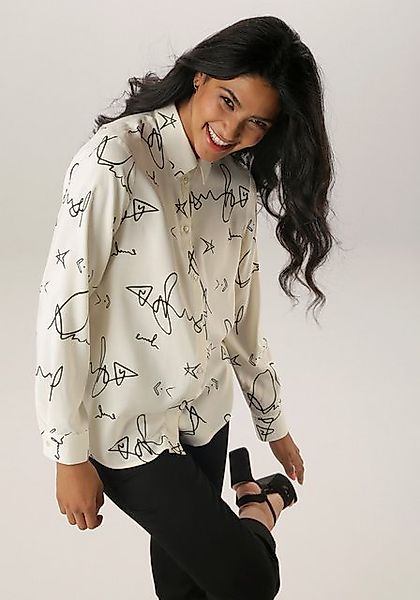 Aniston SELECTED Hemdbluse mit modisch stilvollen All-over-Print günstig online kaufen