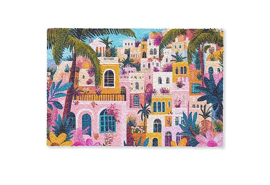 MuchoWow Fußmatte Bunt - Rosa - Orange - Gelb - Blumen, Rechteckig, innen S günstig online kaufen