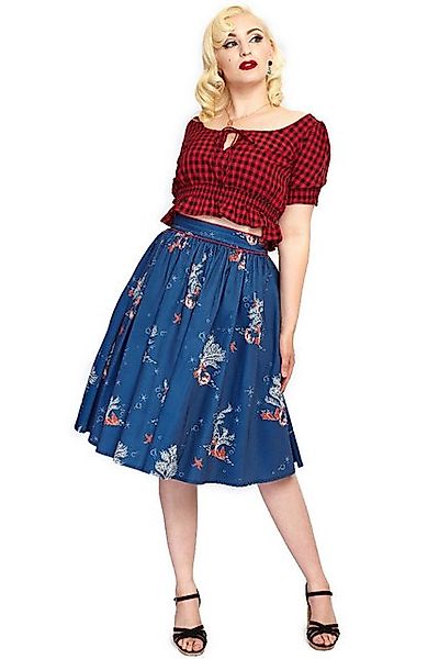 Voodoo Vixen A-Linien-Rock Colbie Flare Coral Print Rockabilly Retro Vintag günstig online kaufen