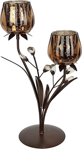 I.GE.A. Teelichthalter »Kerzenhalter« aus Metall mit Glas-Schale Teelichtha günstig online kaufen