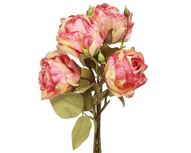 Kunstblume Künstliche Rosen rosa Deko Blumen Knospen 4er Set 44cm flexibel, günstig online kaufen