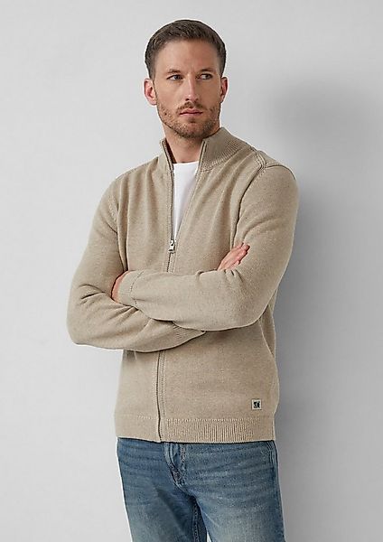 s.Oliver Cardigan Strickjacke Baumwoll-Strickjacke mit Stehkragen und Logo- günstig online kaufen