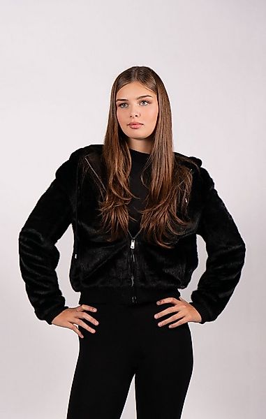 Passioni Fellimitatjacke Flauschige Bomberjacke mit Kapuze günstig online kaufen