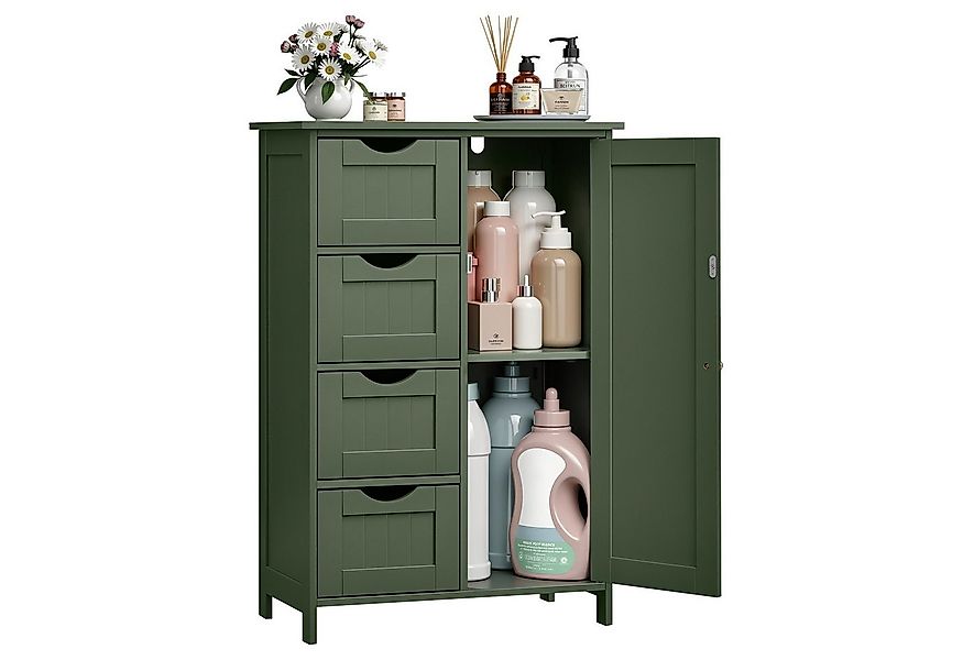 VASAGLE Badmöbel-Set Badezimmerschrank Badschrank Beistellschrank, mit 4 Sc günstig online kaufen