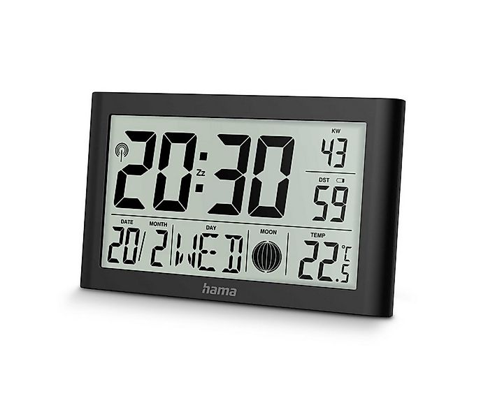 Hama Funkwanduhr Digitale Funkuhr "Martinique ", Schwarz (Tischuhr mit Ther günstig online kaufen