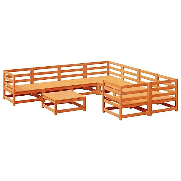 vidaXL 9-Tlg Garten-Sofagarnitur Wachsbraun Massivholz Kiefer 3299367 günstig online kaufen
