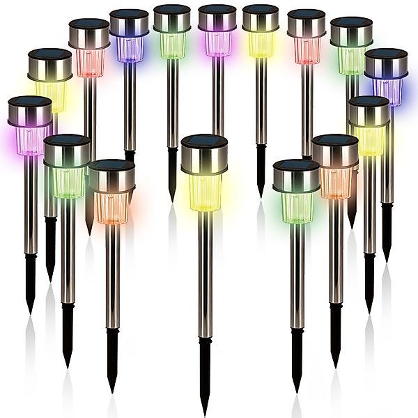 LED Solarleuchte 16er-Set Edelstahl Multicolor günstig online kaufen