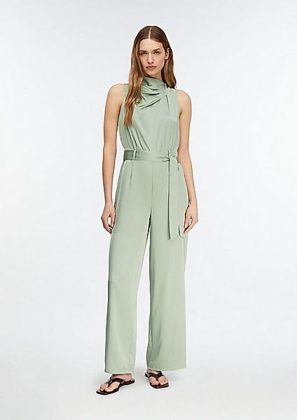 comma Jumpsuit Overall Satin-Jumpsuit mit drapiertem Ausschnitt günstig online kaufen