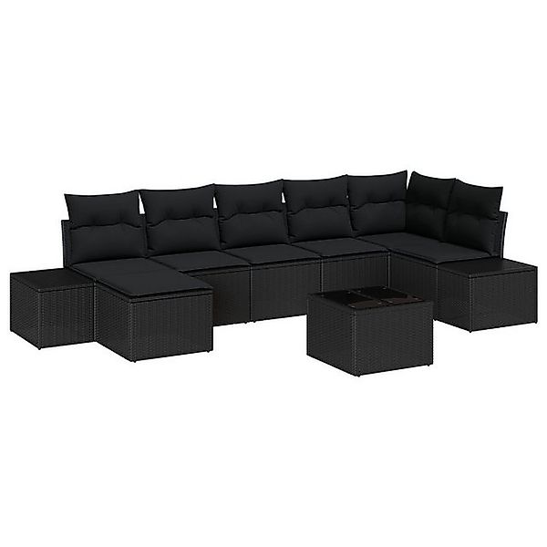 vidaXL Loungesofa 8-tlg. Garten-Sofagarnitur mit Kissen Beige Poly Rattan, günstig online kaufen
