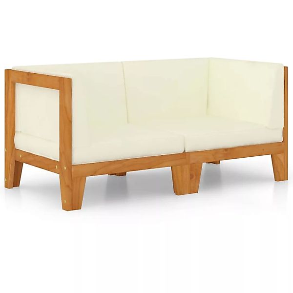 2-sitzer-sofa Mit Cremeweißen Kissen Akazie Massivholz günstig online kaufen