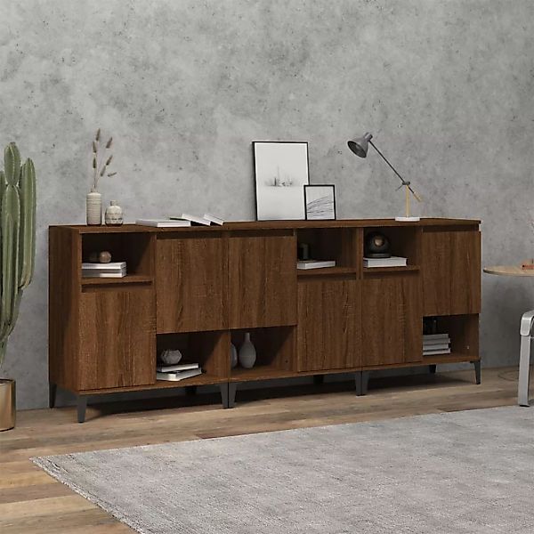 Vidaxl Sideboards 3 Stk. Braun Eichen-optik 60x35x70 Cm Holzwerkstoff günstig online kaufen