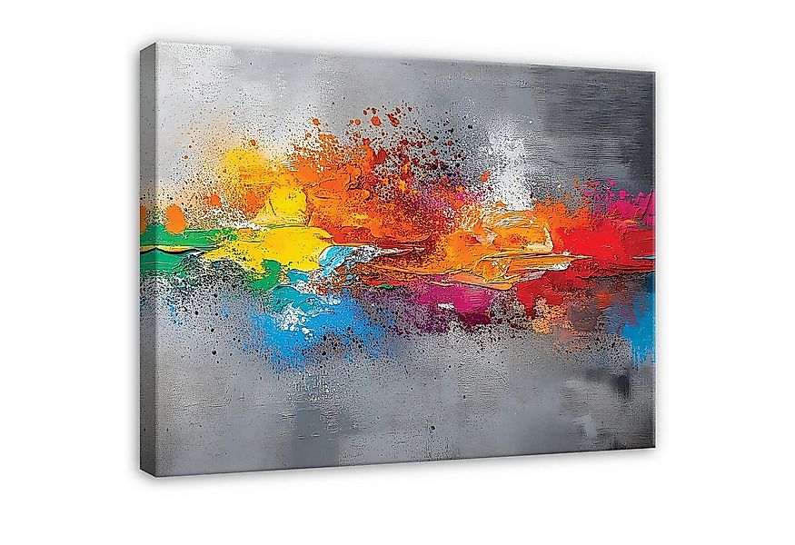 Wallarena Leinwandbild Abstrakt Grau Leinwand Bilder Wandbild Wohnzimmer XX günstig online kaufen