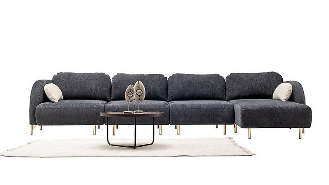 JVmoebel Ecksofa Grau Couch Sofa Ecksofa Lounge Wohnraumsofa Textil, 1 Teil günstig online kaufen