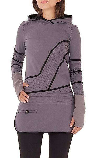 PUREWONDER Sweatkleid Kapuzenpullover-Kleid Hoodie Zweifarbig dr21 Grau M z günstig online kaufen
