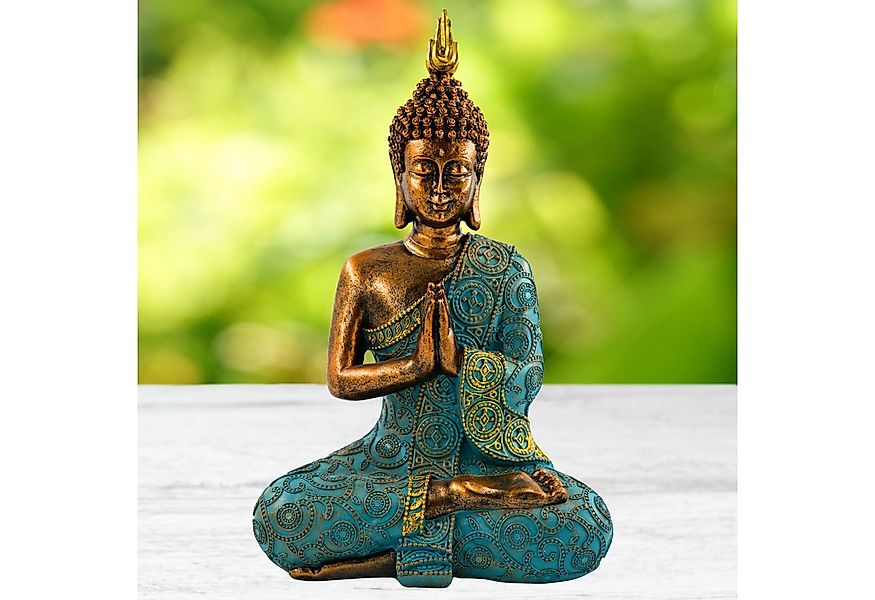 MF Buddhafigur Dhyana Mudra Shanti Buddha in Mint Grün Gold Dekorative Figu günstig online kaufen