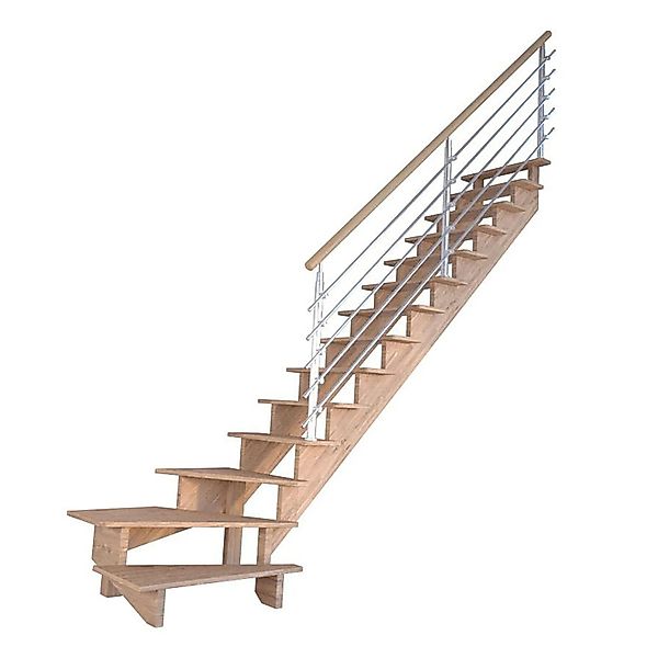 Treppe Lindos Eiche Gewendelt R 100 cm Design-Geländer-Edelstahl FSC® günstig online kaufen