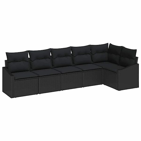 vidaXL Garten-Sofa-Set 6-Tlg Schwarz Poly Rattan 3346743 günstig online kaufen