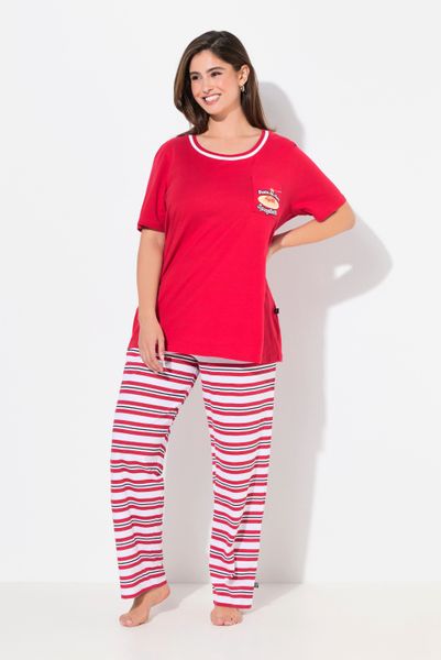 Ulla Popken Pyjama Pyjama Ringelhose Rundhals günstig online kaufen