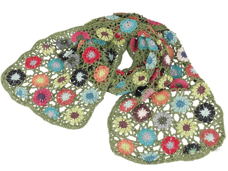 Guru-Shop Halstuch Häkelschal mit bunten Blümchen, günstig online kaufen