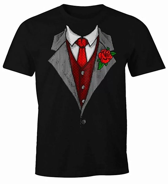 MoonWorks Print-Shirt Herren T-Shirt Anzug Schlips Krawatte aufgedruckt Fun günstig online kaufen