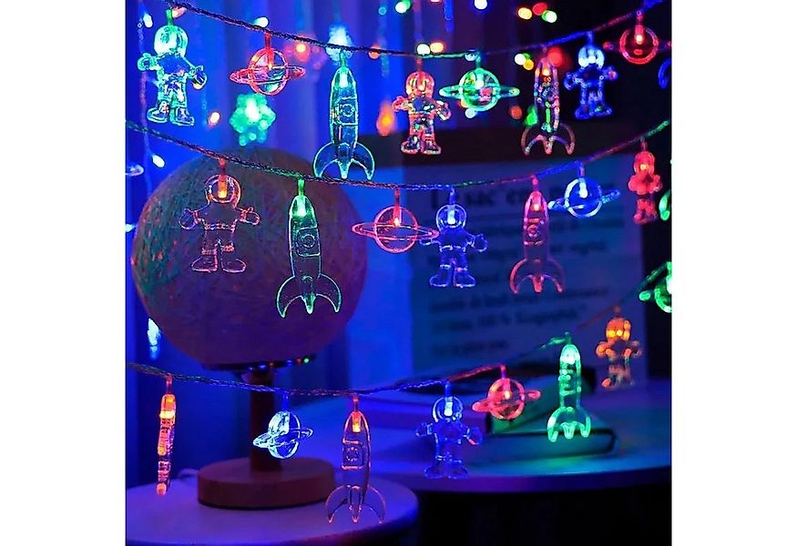 Qualra LED-Lichterkette 10/20LEDs Astronaut Rakete Raumschiff Lichterkette günstig online kaufen