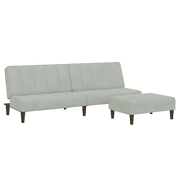 vidaXL Sofa Schlafsofa 2-Sitzer mit Fußhocker Hellgrau Samt günstig online kaufen