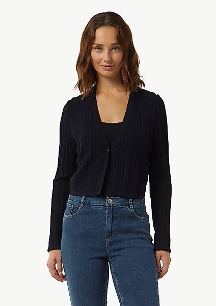 Comma Strickjacke Verkürzte Rippstrickjacke im Slim günstig online kaufen