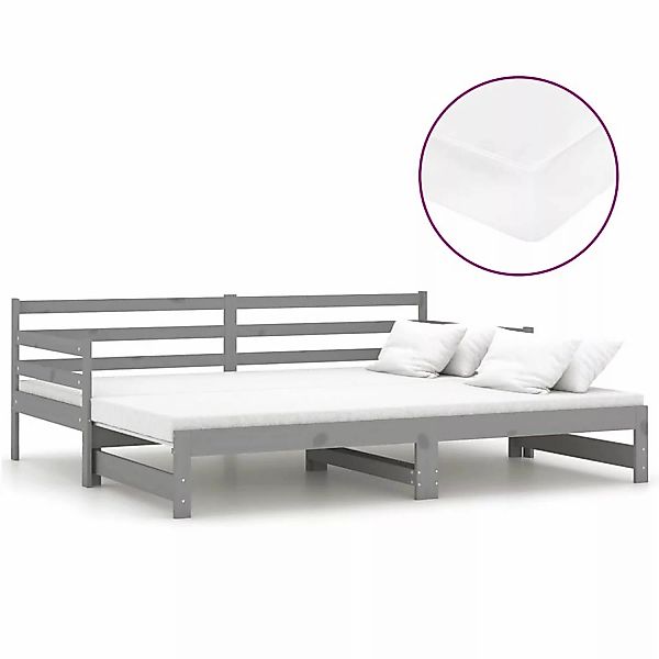 Ausziehbares Tagesbett 2x(90x200) Cm Grau Massivholz Kiefer günstig online kaufen