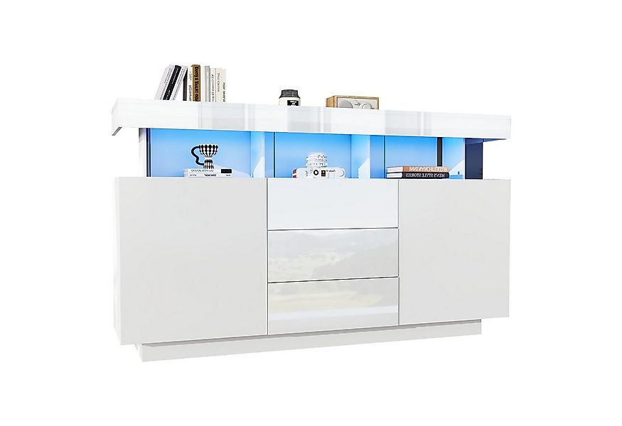 Merax Sideboard Hochglanz mit LED, Mehrzweckschrank aus Spanplatte & Acryl günstig online kaufen