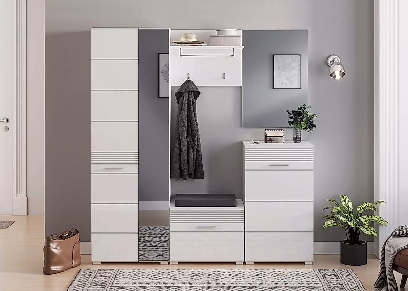 INOSIGN Garderoben-Set "Malmö, Breite 115cm, MDF Front mit Rillenfräsung, 4 günstig online kaufen