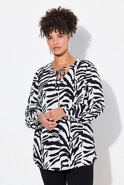 MIAMODA Satinbluse Schlupfbluse A-Linie Musterstreifen Ballon-Langarm günstig online kaufen