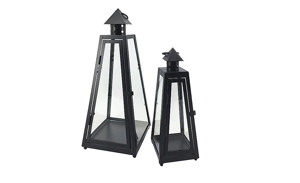 Laternen-Set  2-teilig   ¦ schwarz ¦ Metall,Glas Accessoires > Kerzen & Ker günstig online kaufen