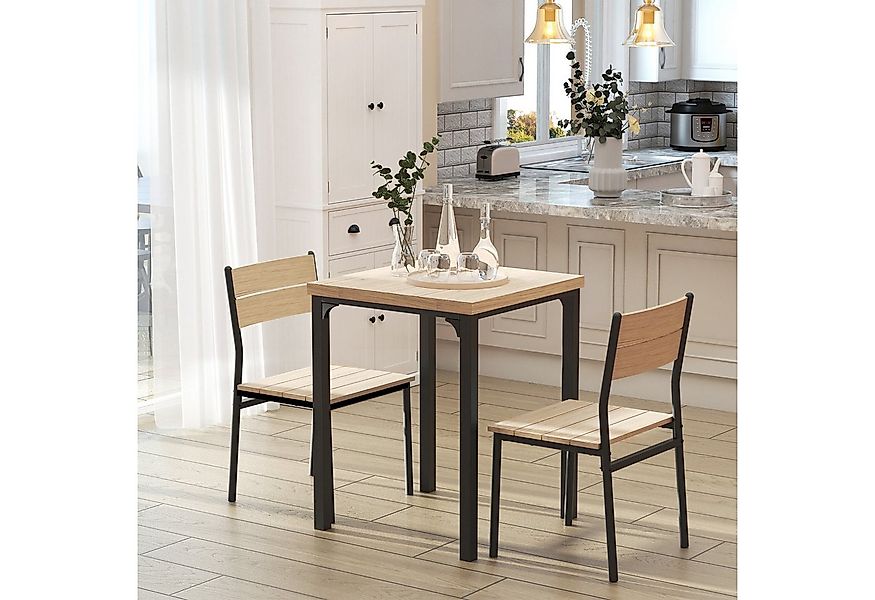 HOMCOM Essgruppe Küchentisch mit Metallgestell, (Sitzgruppe, 3-tlg., Esstis günstig online kaufen