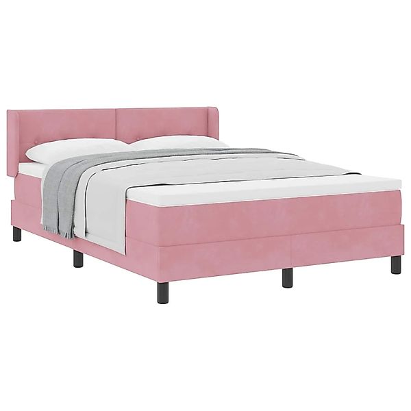 vidaXL Boxspringbett mit Matratze Rosa 190 x 140 cm Polyester 3341467 günstig online kaufen