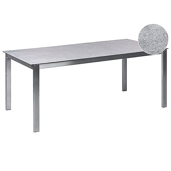 Beliani Gartentisch COSOLETO Grau Silber 180x90x75 günstig online kaufen