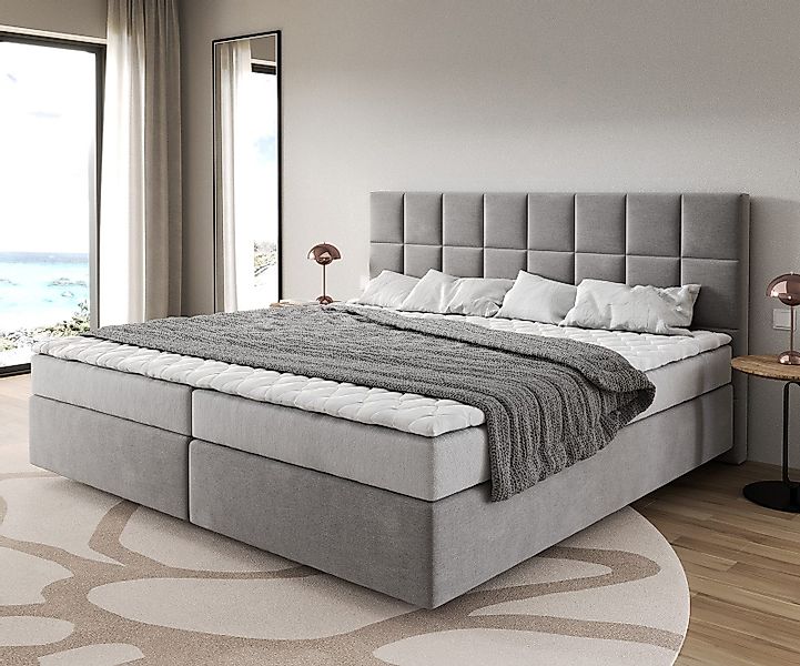 DELIFE Boxspringbett Dream-Fine, Mikrofaser Grau 200x200 günstig online kaufen