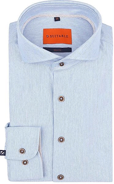 Suitable Herringbone Hemd Dunkelblau - Größe 43 günstig online kaufen