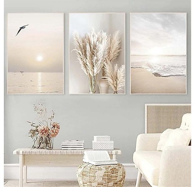 trends for living Wandbild Wandbilder 3 Set Sonnenuntergang ohne Rahmen Woh günstig online kaufen