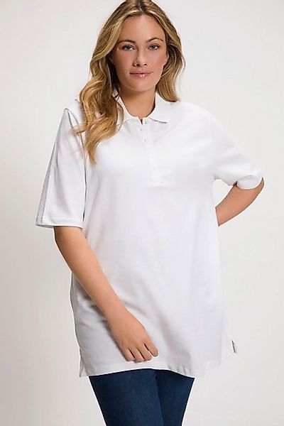 Ulla Popken T-Shirt Poloshirt Piqué Polokragen Samt-Knopfleiste günstig online kaufen