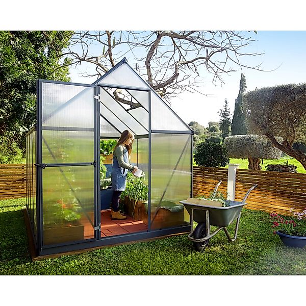 Palram - Canopia Gewächshaus Grau 5,7 m² inkl. Fundamentrahmen günstig online kaufen