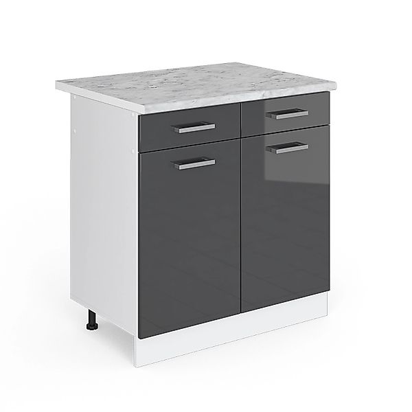 Vicco Küchenunterschrank R-Line Anthrazit Hochglanz/Weiß 80 cm AP Marmor günstig online kaufen