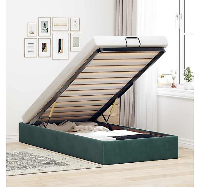 vidaXL Bett, Ottoman-Bett ohne Matratze Dunkelgrün 100x200 cm Samt günstig online kaufen