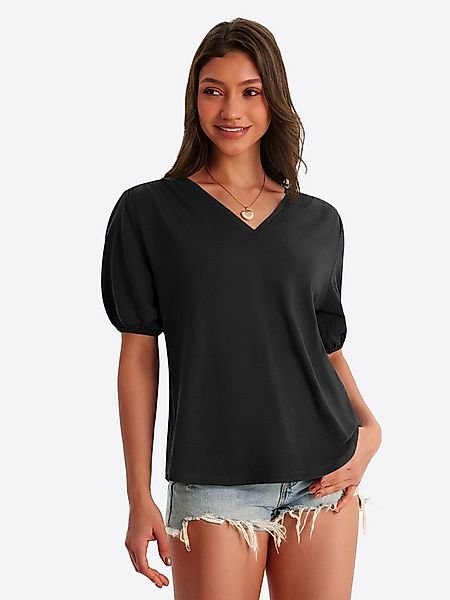Imily Bela T-Shirt Damen Puffbluse mit V-Ausschnitt (Packung, 1-tlg., 1per- günstig online kaufen