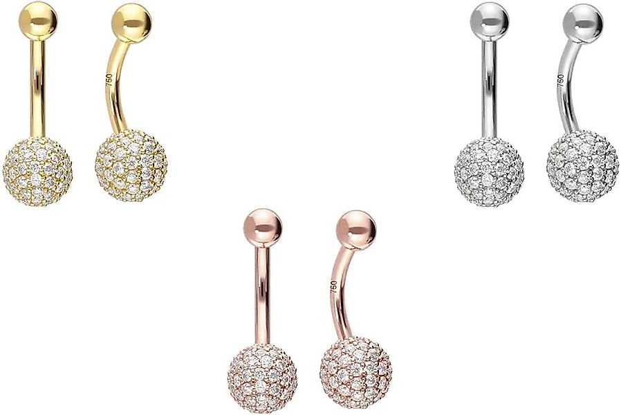 PIERCINGLINE Bauchnabelpiercing 18 Karat Gold Bananabell MULTI-MOISSANIT (B günstig online kaufen