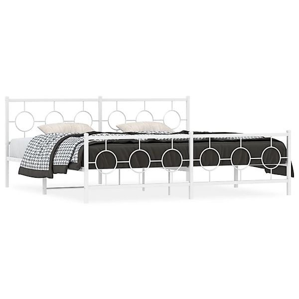 vidaXL Bettgestell mit Kopf- und Fußteil Metall Weiß 200x200 cm 376300 günstig online kaufen