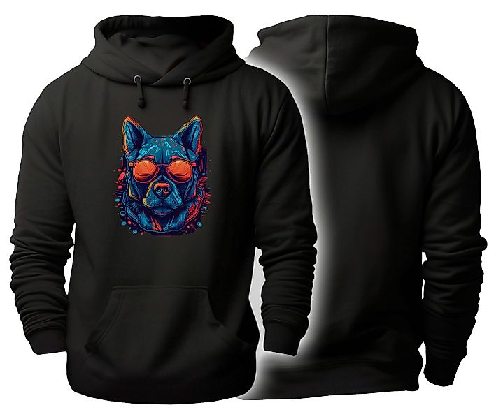 MyDesign24 Hoodie Urbaner Streetart Kapuzen Pullover - Neon Hundekopf Kapuz günstig online kaufen
