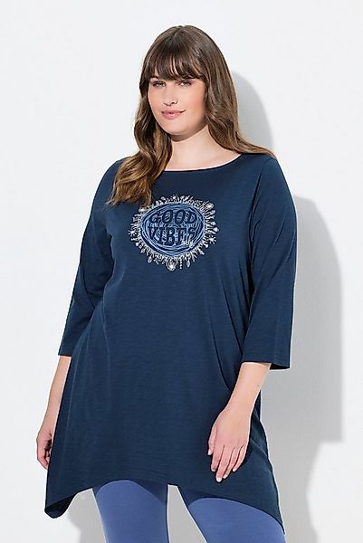 Ulla Popken Longshirt Shirt Motivdruck A-Linie U-Boot-Ausschnitt 3/4-Arm günstig online kaufen