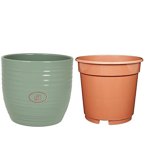 Heimwerkercenter Übertopf Set - Keramikübertopf Bergamo günstig online kaufen