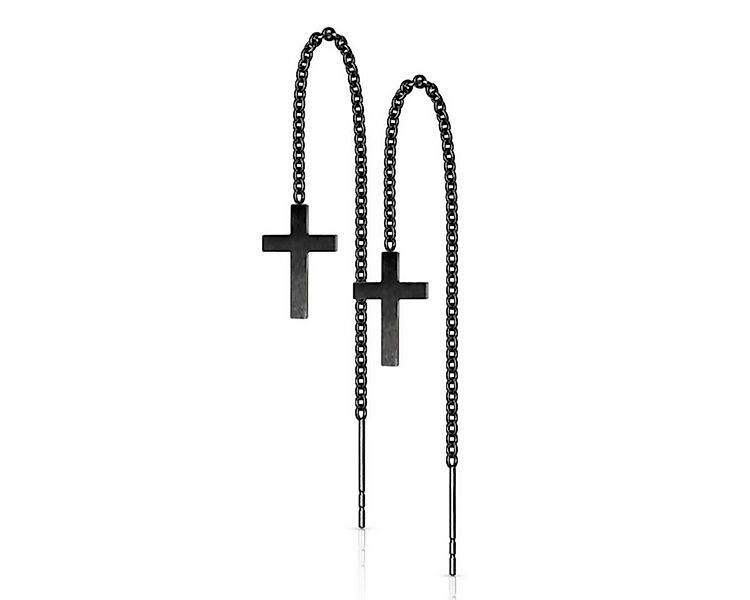 Order & Smile Schmuck Paar Ohrhänger Kreuz Durchzieher Ohrringe Edelstahl K günstig online kaufen