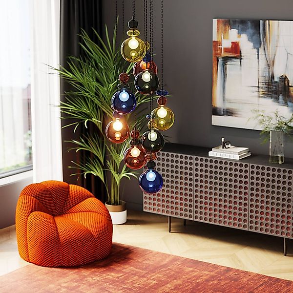 KARE Hängeleuchte Mazzo Nove, Glas multicolor, neunflammig günstig online kaufen